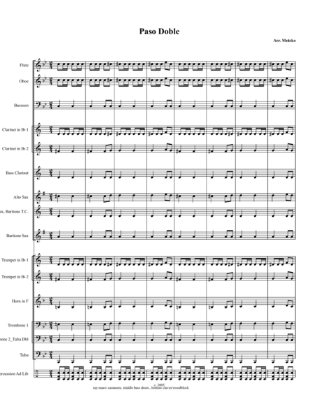 Paso Doble For Concert Band Sheet Music