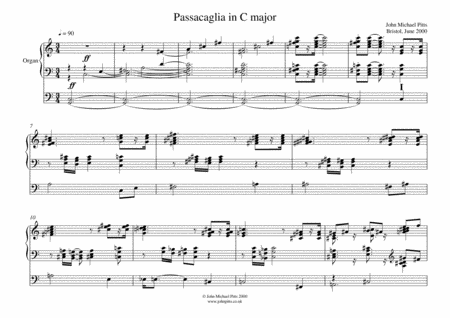 Free Sheet Music Passacaglia In C Organ