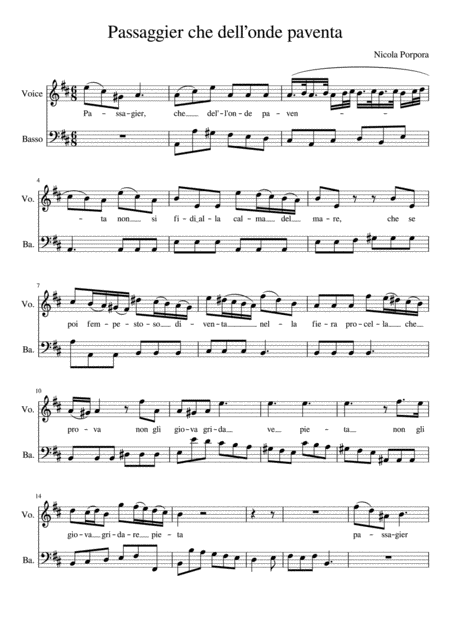 Free Sheet Music Passaggier Che Dell Onde Paventa Complete Score With Parts