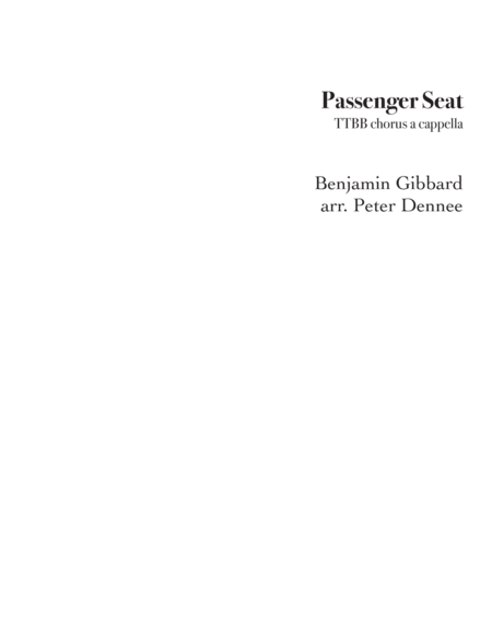Passenger Seat Sheet Music