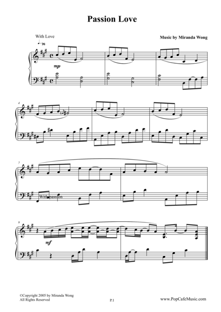 Free Sheet Music Passion Love Wedding Piano Music