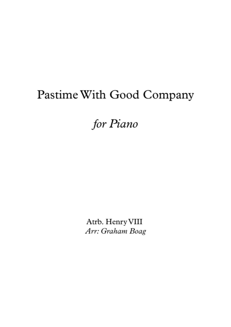 Free Sheet Music Pastime With Good Company For Piano