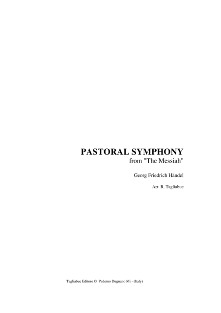 Pastoral Symphony From The Messiah Handel Arr For Piano Organ Sheet Music