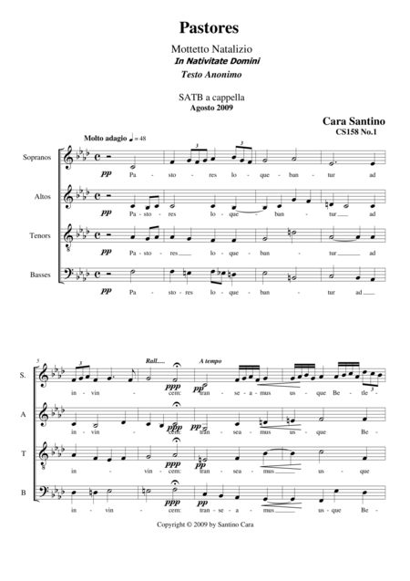 Free Sheet Music Pastores Christmas Motet For Choir Satb A Cappella