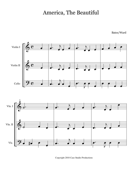 Patriotic Hymns For String Trio 2 Violins And Cello Sheet Music