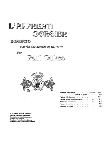 Paul Dukas The Sorcerers Apprentice Original Complete Version Sheet Music