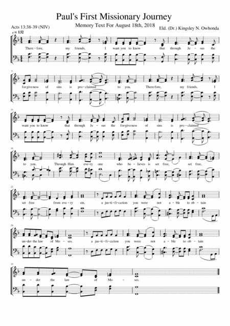 Pauls First Missionary Journey Sheet Music