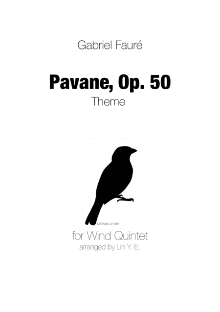 Pavane Faure For Wind Quintet Original Key Sheet Music