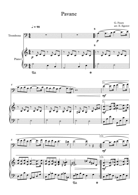 Free Sheet Music Pavane Gabriel Faure For Trombone Piano