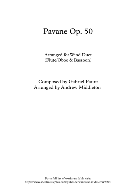 Free Sheet Music Pavane Op 50 Arranged For Flute Oboe Bassoon Duet