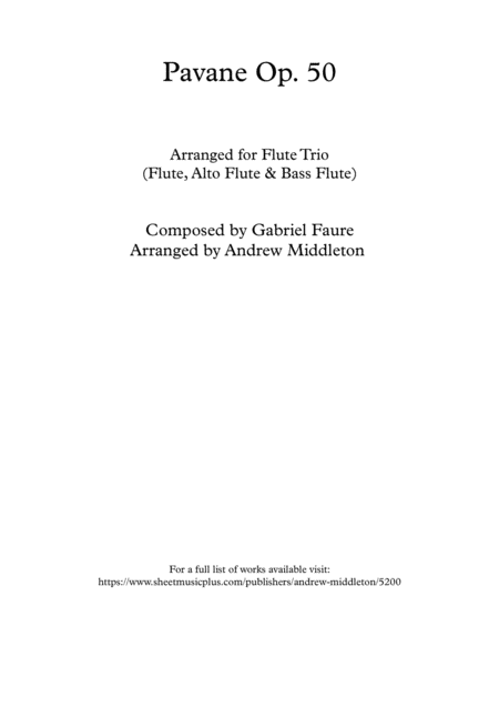 Free Sheet Music Pavane Op 50 Arranged For Flute Trio