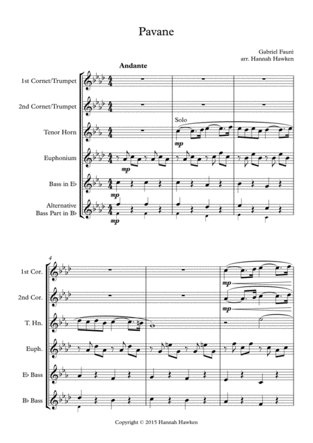 Free Sheet Music Pavane Op 50 Brass Quintet