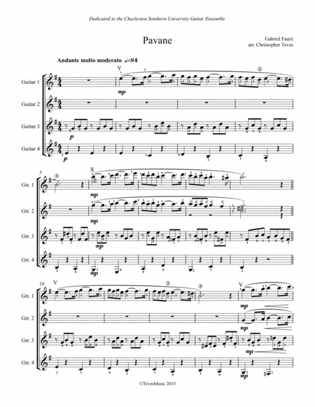 Pavane Op 50 For Guitar Ensemble Sheet Music