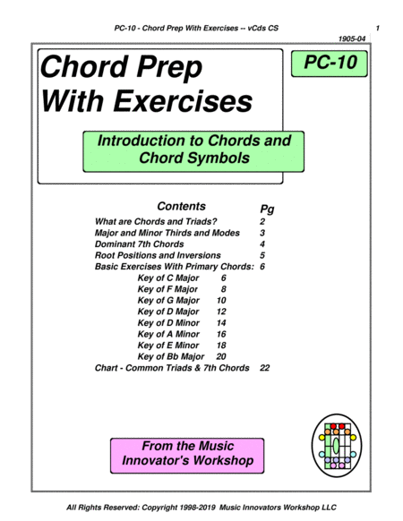 Free Sheet Music Pc 10 Chord Prep Instruction With Exercises