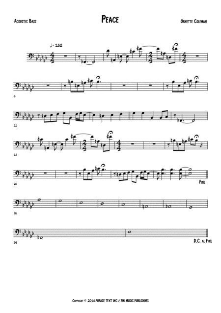 Free Sheet Music Peace Acoustic Bass