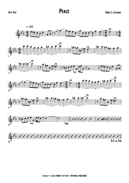 Peace Alto Sax Sheet Music