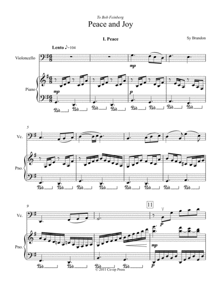 Free Sheet Music Peace And Joy For Cello And Piano