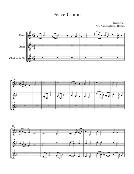 Free Sheet Music Peace Canon