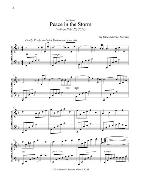 Free Sheet Music Peace In The Storm