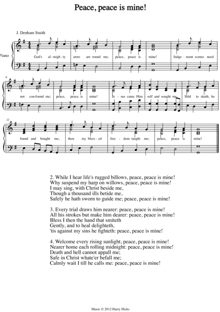 Peace Peace Is Mine A New Tune To A Wonderful Old Hymn Sheet Music