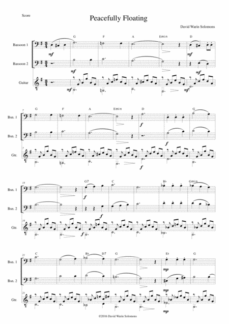 Free Sheet Music Peacefully Floating For 2 Bassoons And Guitar