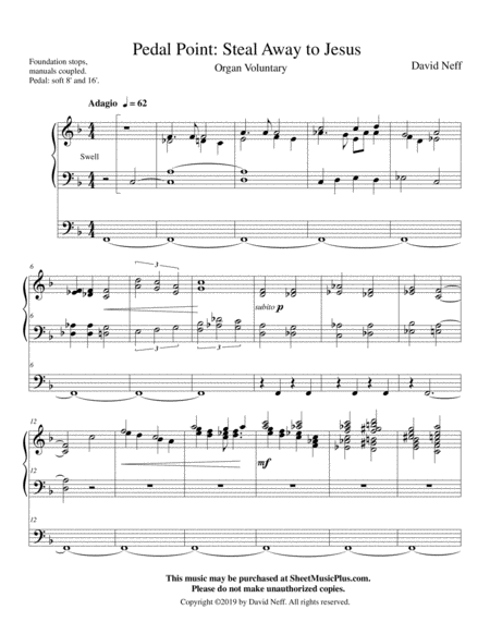 Pedal Point Steal Away To Jesus Sheet Music