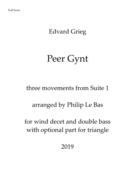 Free Sheet Music Peer Gynt For Wind Decet Double Bass