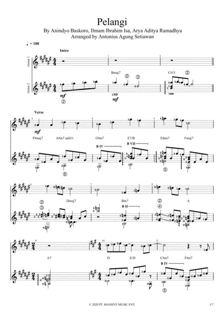 Free Sheet Music Pelangi Duet Guitar Score