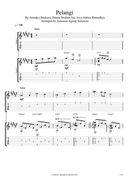 Free Sheet Music Pelangi Duet Guitar Tablature