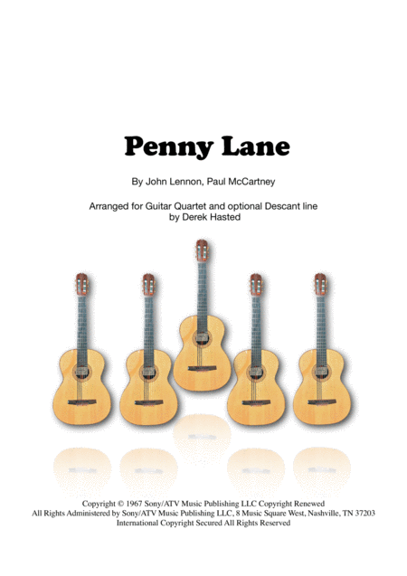 Penny Lane Guitar Quartet Optional 5th Part Sheet Music