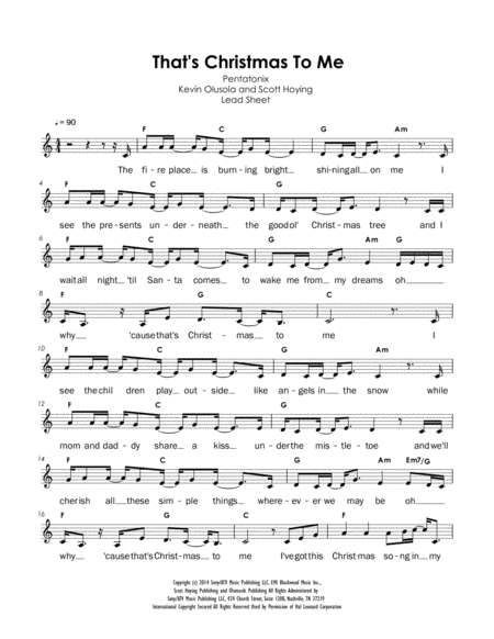 Pentatonix Thats Christmas To Me C Sheet Music