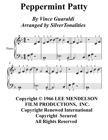 Free Sheet Music Peppermint Patty Easy Piano Sheet Music