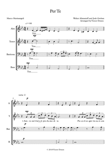 Free Sheet Music Per Te