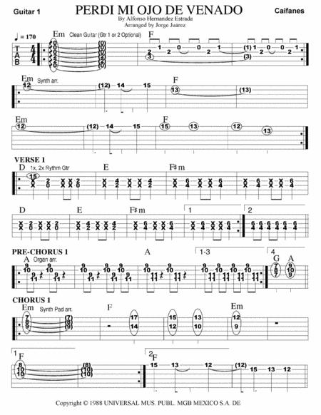 Free Sheet Music Perdi Mi Ojo De Venado Guitar Tab