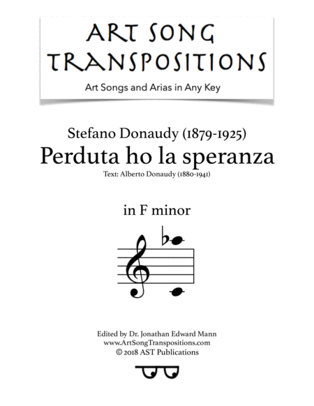 Free Sheet Music Perduta Ho La Speranza F Minor