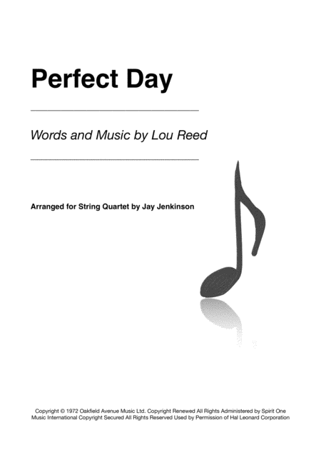 Perfect Day For String Quartet Sheet Music