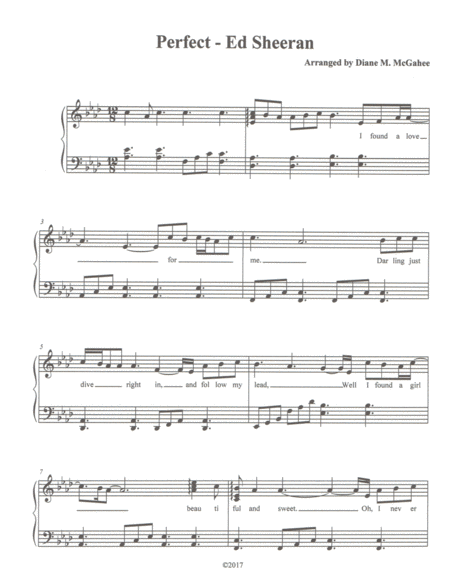 Perfect Ed Sheeran Advanced Piano Sheet Music