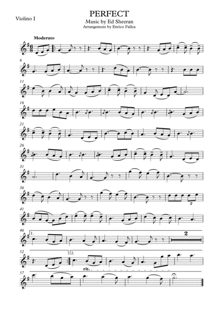 Perfect Ed Sheeran String Quartet Parts Sheet Music