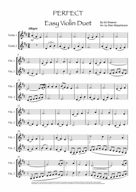 Perfect For Easy Violin Duet Sheet Music