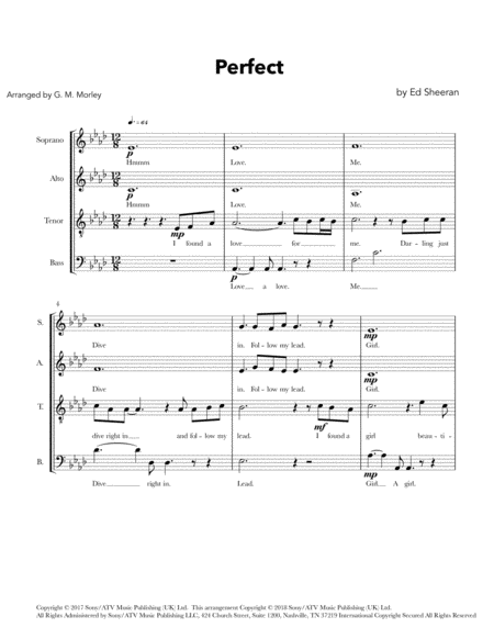 Free Sheet Music Perfect Satb A Cappella