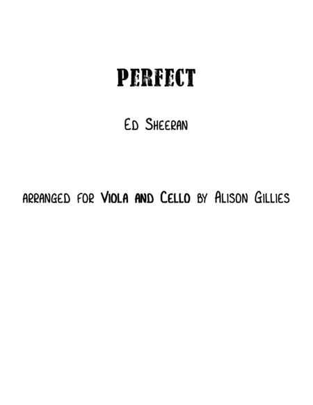 Perfect Viola And Cello Duet Sheet Music