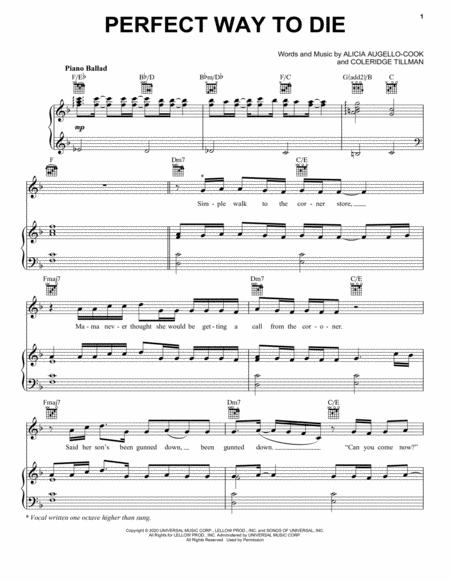 Free Sheet Music Perfect Way To Die