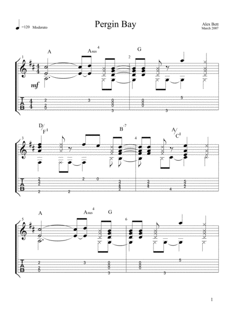 Free Sheet Music Pergin Bay Fingerstyle Guitar