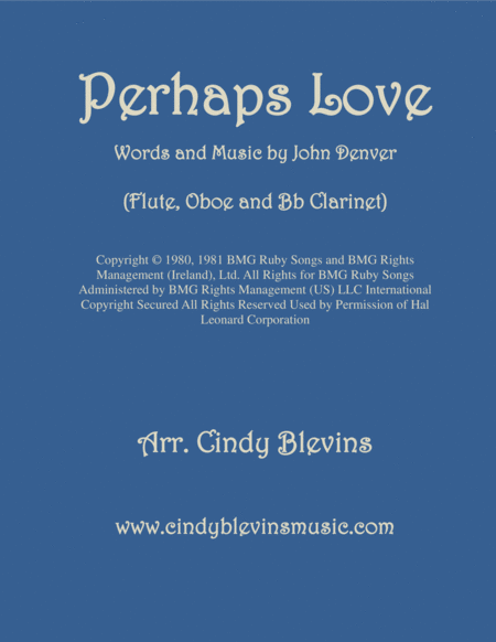 Perhaps Love Arranged For Flute Oboe And Bb Clarinet Sheet Music