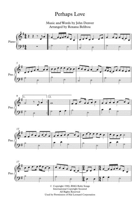 Perhaps Love By John Denver Easy Piano Sheet Music