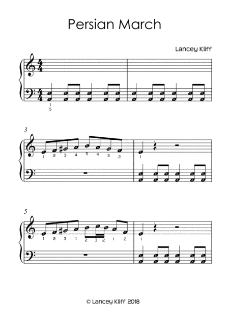 Persian March Note Names Sheet Music