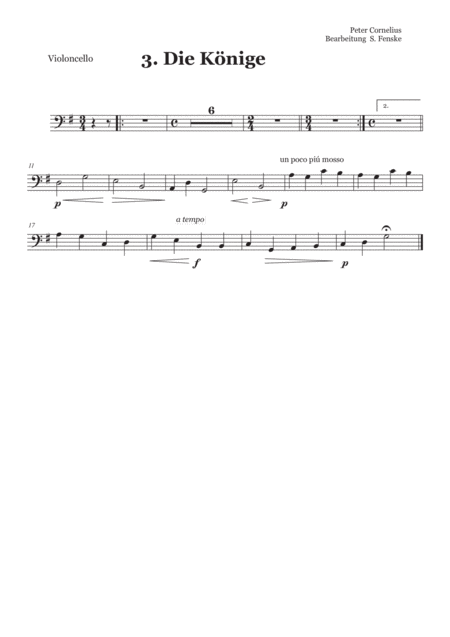 Free Sheet Music Peter Cornelius Weihnachtslieder 3 Die Knige Violoncello