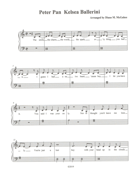 Peter Pan Beginner Level Sheet Music