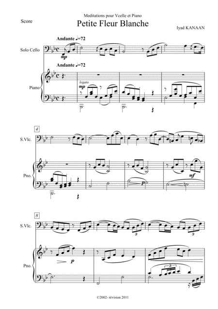 Free Sheet Music Petite Fleur Blanche For Cello And Piano Op 2 No 1