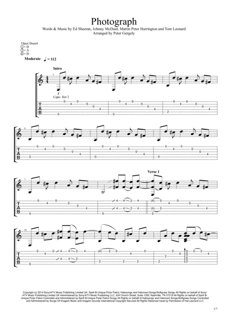 Photograph Fingerstyle Guitar Sheet Music